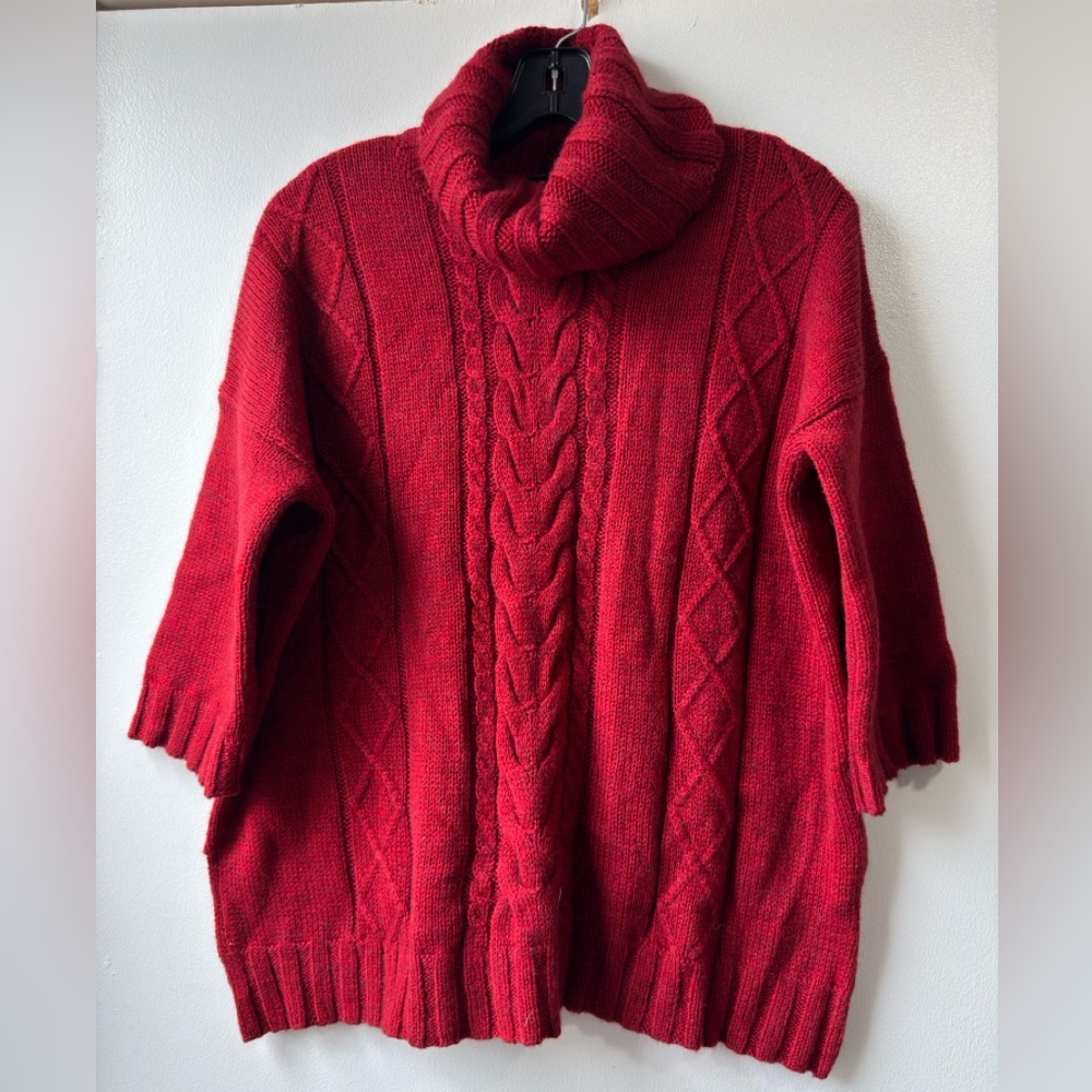 Y2K Banana Republic Red Cable Turtleneck Sweater